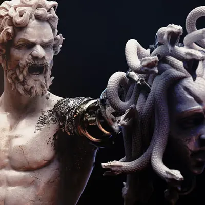 Perseus slays Medusa