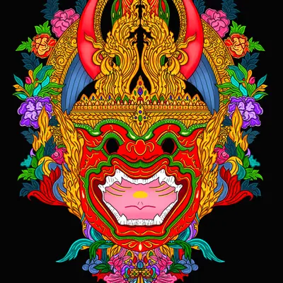Cambodian Sanskrit Mask #1 (Monkey King)