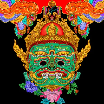 Cambodian Sanskrit Mask #2 (Demon Commander)