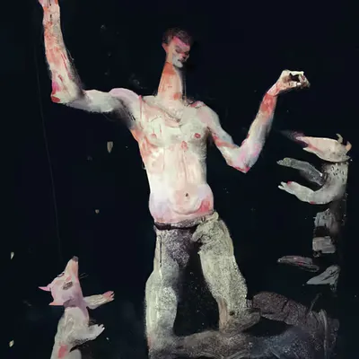 Man and dogs in space