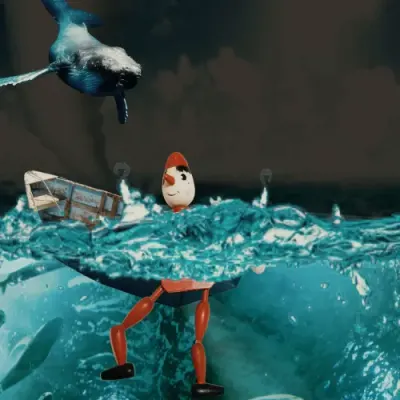 STORM , WOODEN DOLL AT SEA
