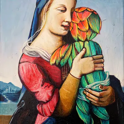 Feather Madonna after Raphael