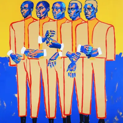 Forward men  Oil on canvas 145 x 135 cm