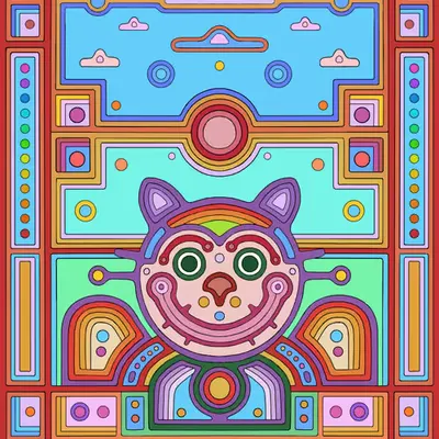 Red Flying Smiley Cat