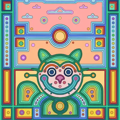 Green Flying Smiley Cat