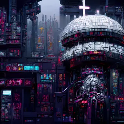 Cyberpunk Temple of the Church of the Machines of God #1