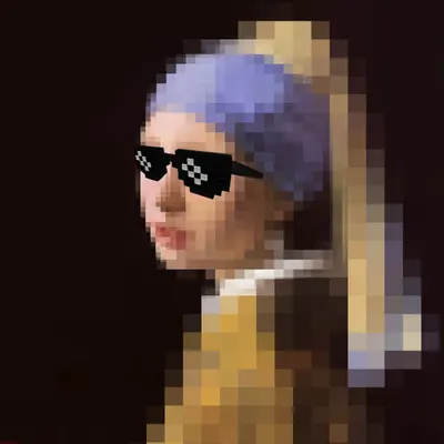 The Girl with the pearl earring & sunglasses in pixels