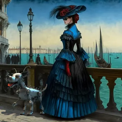 The Lady in red gloves in Venice