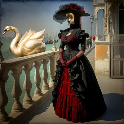 The Lady in Golden Mask in Venice