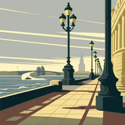 Minimalist image of a Soviet-era embankment