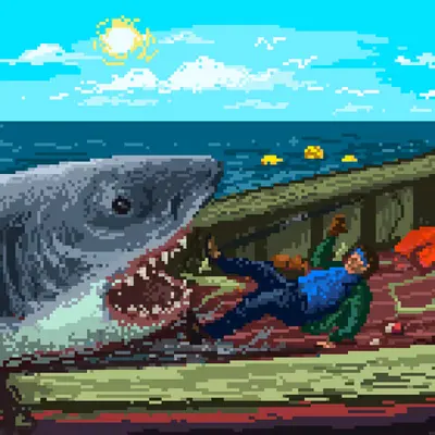 Tiny Boat Megalodon Shark