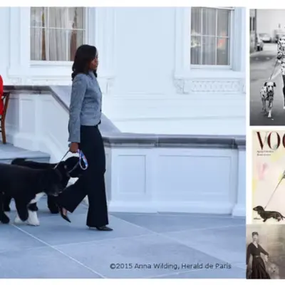 Mrs Michelle Obama with Bo and Sunny x Anna Wilding