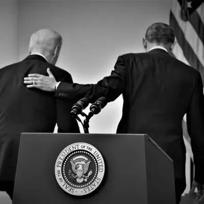 Final morning : President Barack Obama and VP Joe Biden Rose Garden by Anna Wilding