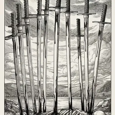 10 of Swords — Litho