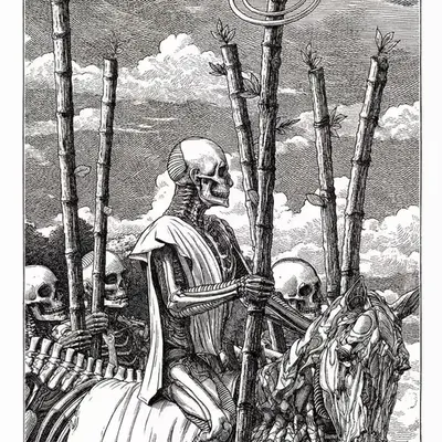 6 of Wands — Litho