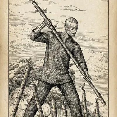 7 of Wands — Litho