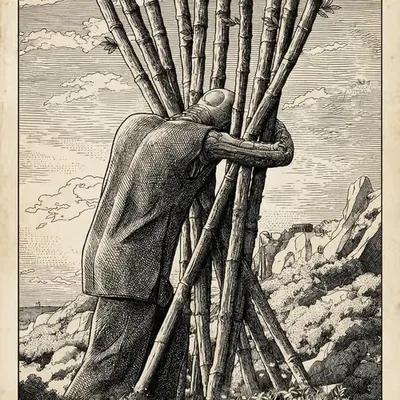 10 of Wands — Litho