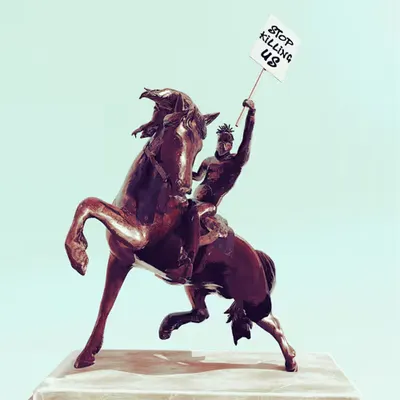 Rider in the protest