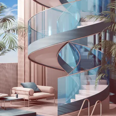 Cyan Glazed Stairs
