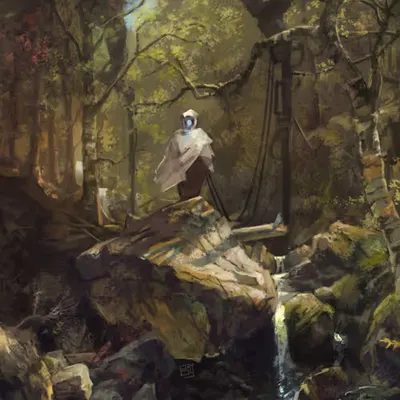 Scout in the woods
