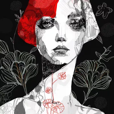 The girl with the red bob cut