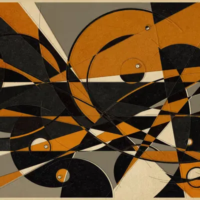 Circles and Lines, Yellow, Black, Gray,