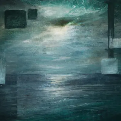Tremulous sea with icebergs
