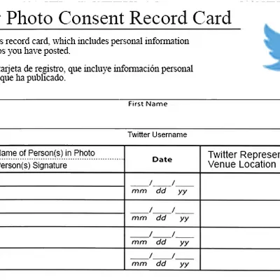 twitter photo consent record card