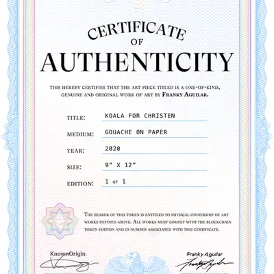 COA - Original Works - Koala for Christen