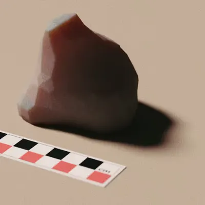 Artefact - a carved stone, side view