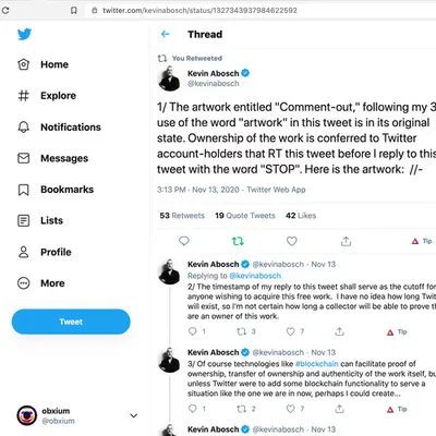 Proof Of Ownership for "Comment-out" by Kevin Abosch