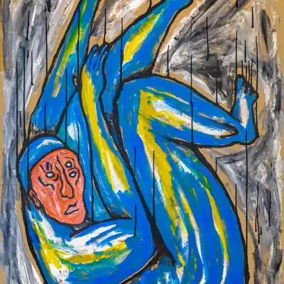 Feeling blue with human mask