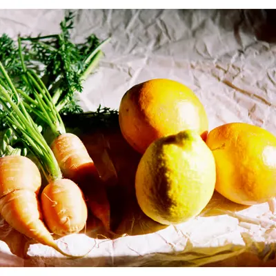 Three Carrots, Two Oranges, One Lemon - Still Life