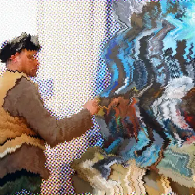 The artist working in the 3 dimensional space