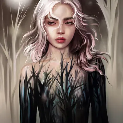 She. Dark forest.