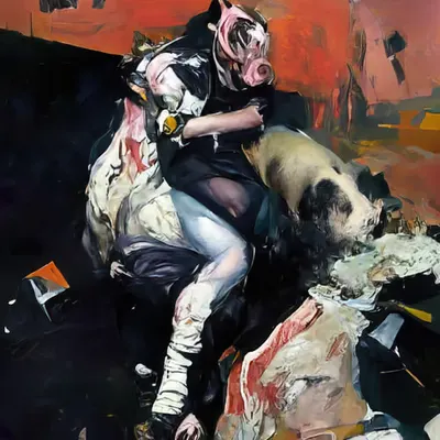 Lady and a pig