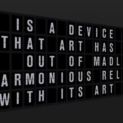 Appropriate Response: IT IS A DEVICE OF MADJIC THAT ART HAS EMERGED OUT OF MADLIPER'S HARMONIOUS REL