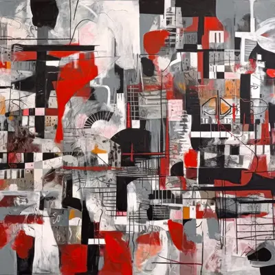 Red, Black and White Abstraction