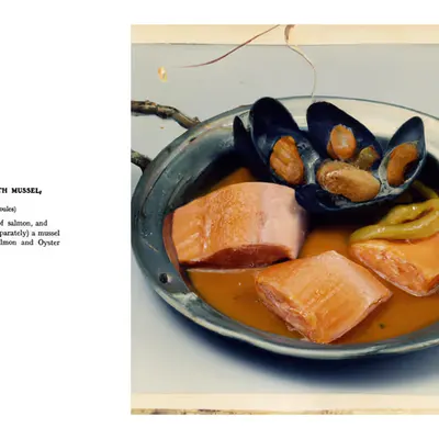 100. BOILED SALMON WITH MUSSEL, SAUCE