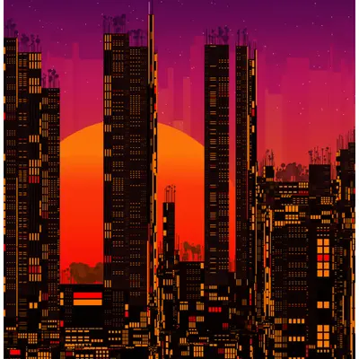 Metropolis Rooftop Sunset