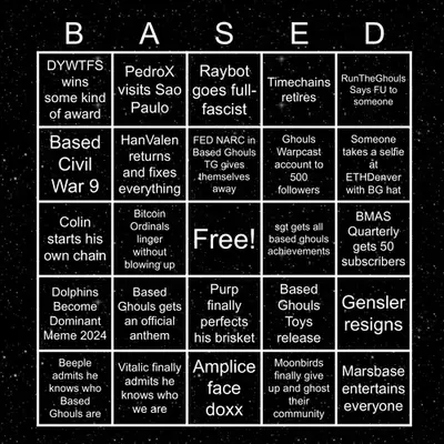 Based Ghouls Bingo 2024