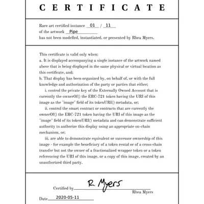 Certificate of Inauthenticity: Pipe (01 of 11)