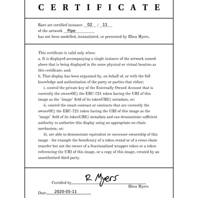 Certificate of Inauthenticity: Pipe (02 of 11)