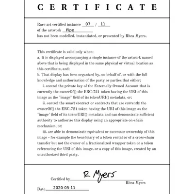 Certificate of Inauthenticity: Pipe (07 of 11)