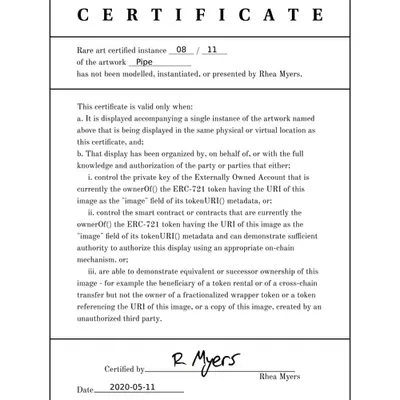 Certificate of Inauthenticity: Pipe (08 of 11)