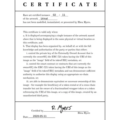Certificate of Inauthenticity: Urinal (02 of 11)