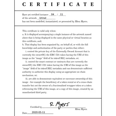 Certificate of Inauthenticity: Urinal (04 of 11)