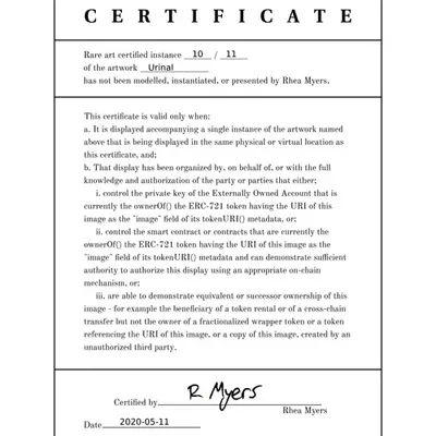 Certificate of Inauthenticity: Urinal (10 of 11)