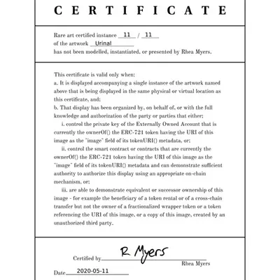 Certificate of Inauthenticity: Urinal (11 of 11)