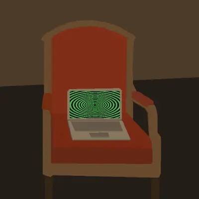 Computer in a Red Chair 